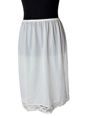 FRENCH MAID Vintage Ivory Cream Half Slip Skirt Lace Hem Detailing Medium
